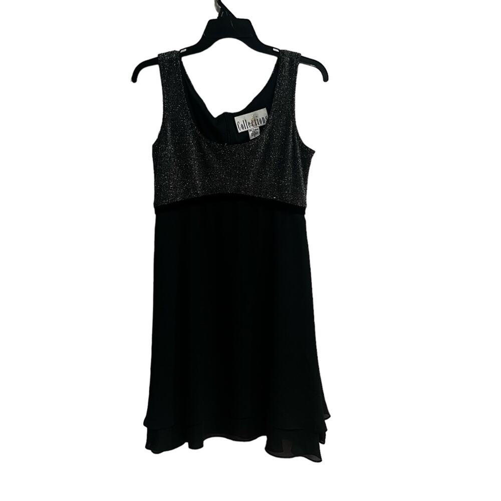 Vintage 90s JS collections mini dress chiffon skirt metallic threaded top sz 6